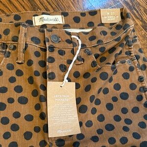 NWT Madewell Brown Polka Dot/leopard lightweight jeans!